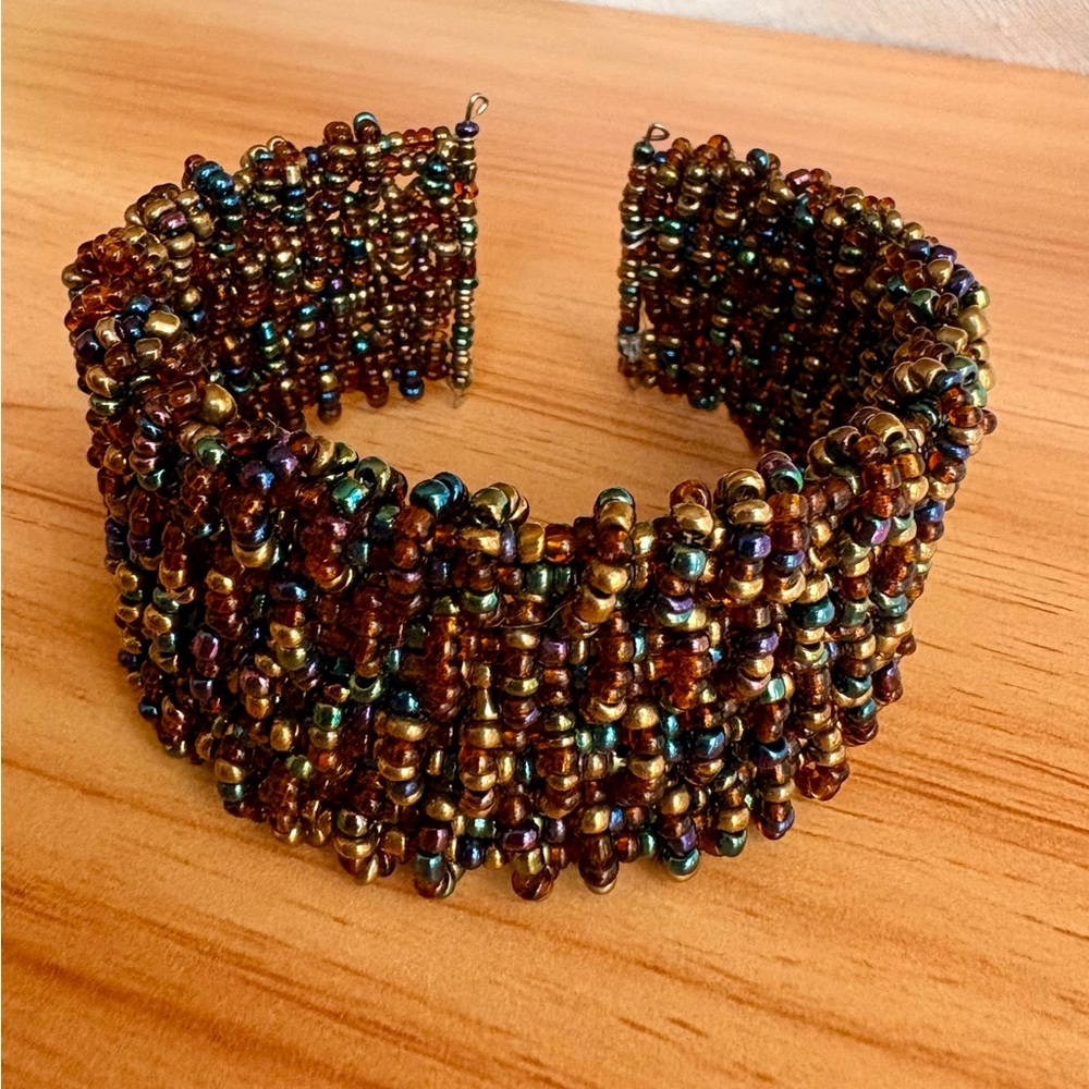 Handmade seed bead cuff bracelet‎
